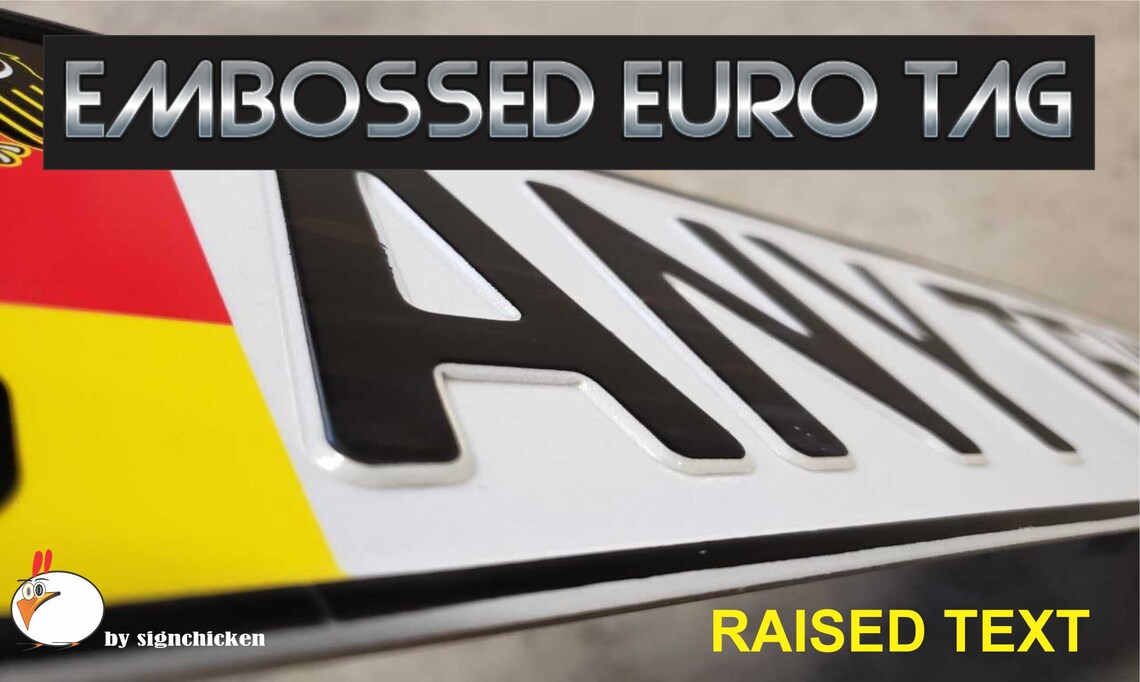 Embossed German Euro License Plate Custom Text Euro tag Etsy