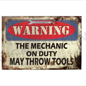 Funny Repair Shop sign, Mechanic, auto repair, workshop, garage sign, grease monkey, May Throw Tools