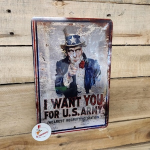 I WANT YOU, U.S. Army, Uncle Sam, America, replica bord, cadeau, vintage look