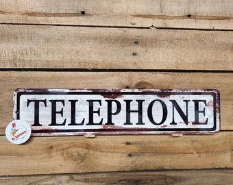 Telephone Sign, Phone Booth Vintage Looking Sign, Courtesy Phone