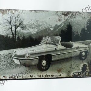SPIATZ CAR - Vintage looking Car Sign, Replica, Rusty Look, vintage auto advertisement sign, 8&quot; x 12&quot;