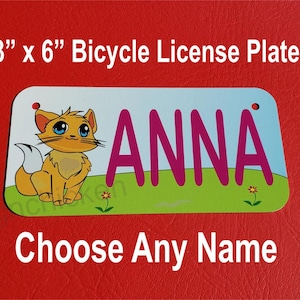 CAT, KITTEN, KITTY  - Custom Name - Bicycle license plate , Bike Tag, Golf cart, walker, go cart, scooter,