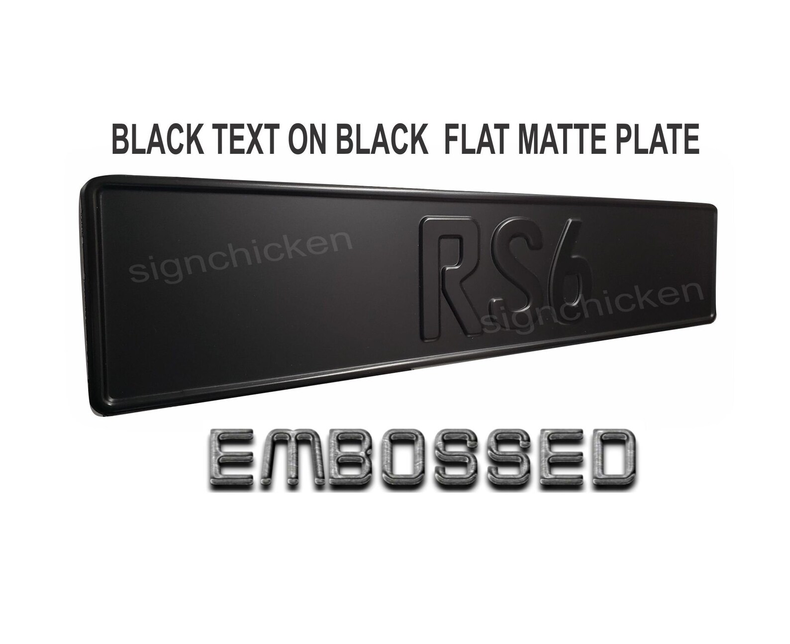 BLACK on All BLACK Embossed License Plate Custom Text Euro Etsy