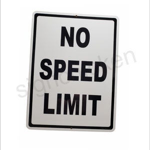 NO SPEED LIMIT Schild, Tempolimit Schild, Straßenschild Replik, Man Cave, sie Schuppen, Dekor