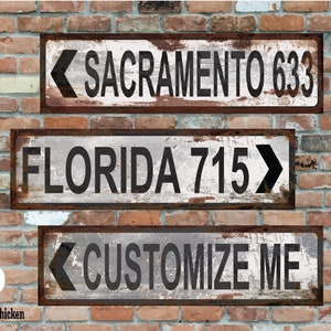DIRECTION STREET SIGN -Custom Text - Any name, decor, gift, metal sign