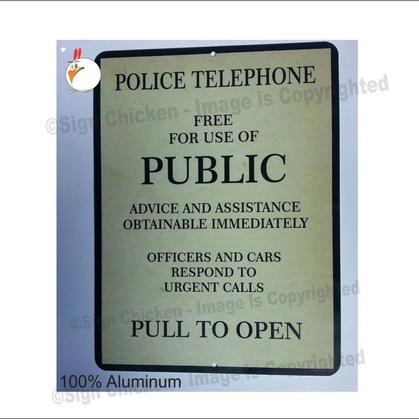 Police Telephone Sign, for Dr. Who fans, Embossed