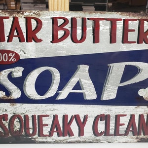 TARBUTTER SOAP TEKEN, grappig, vinateg uitziende teken, decor