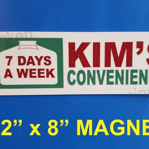Placa de porta KIM&#39;S CONVENIENCE, 2&quot; x 8&quot;, ímã de geladeira, programa de TV canadense