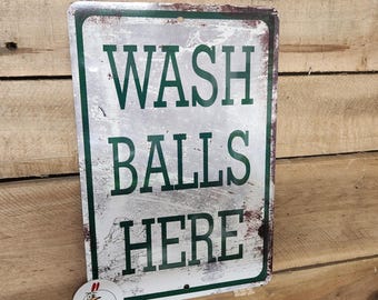 LAVEZ LES BALLES ICI. Signe de golf drôle, golfeur, golf, réplique de signe, cadeau, look vintage