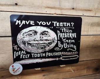 ¿TIENES DIENTES?, cartel de aspecto vintage, dentista, ortodoncista, anuncio.