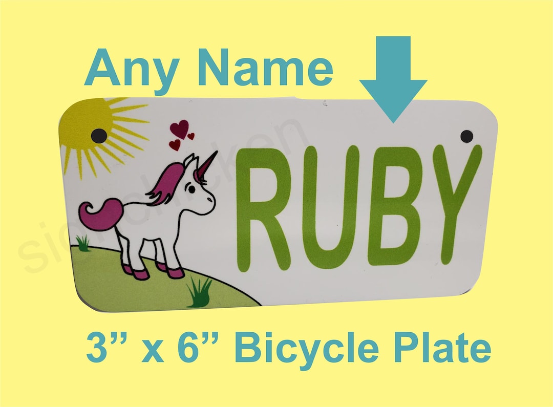 Targa Bicicletta Personalizzata Unicorno – SizzleMe Graphics In Alluminio UV Resistente (2.75 X 4.5 Pollici)