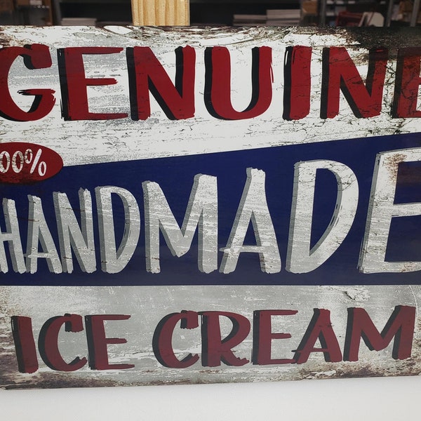 HANDMADE ICECREAM SIGN, funny, kitchen sign, restaruant decor. ice cream, parlor, soft serve