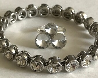 Rhinestone Bangle with Expandable Rhinestone Ring