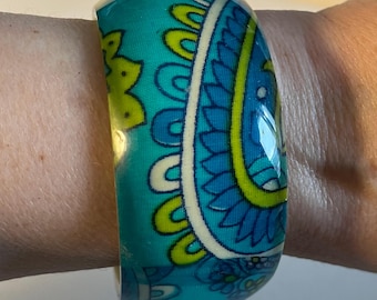 Wide 70s print floral bangle Bracelet