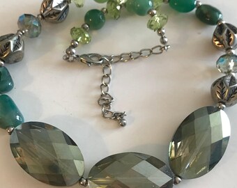 Lovely Smoky faceted Crystal glass Choker. 18" L