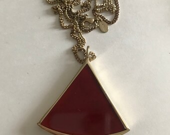 Vintage 80's Express Red Black reversable Pendulum long necklace