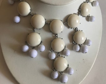 Lucite White & Cream Dangling BIB necklace