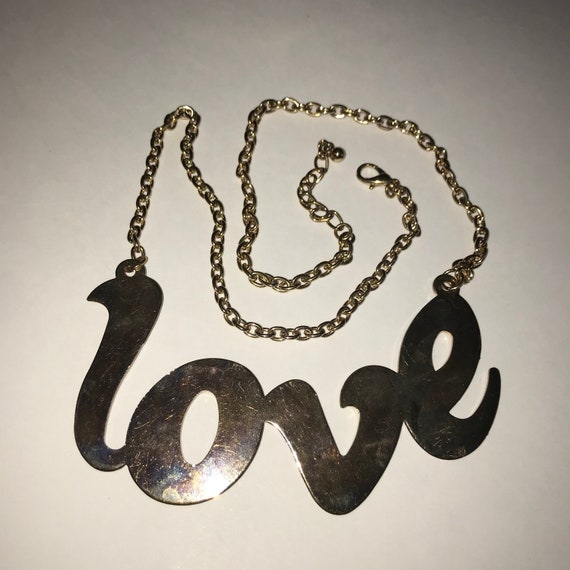 HUGE Gold tone 90's " LOVE " Necklace