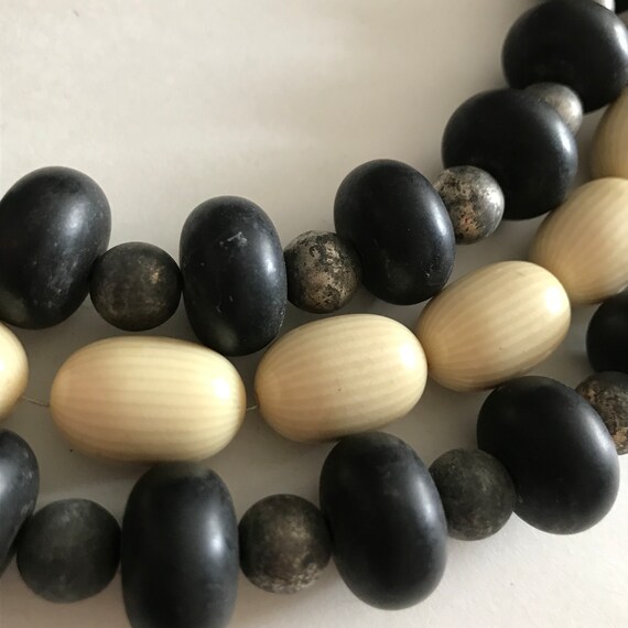 MASSIVE 3 Strand ETHNIC Beaded Statement Necklace… - image 4