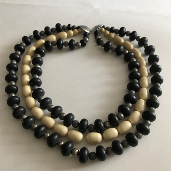 MASSIVE 3 Strand ETHNIC Beaded Statement Necklace… - image 2