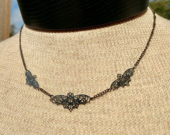 Bats Necklace in Filigree
