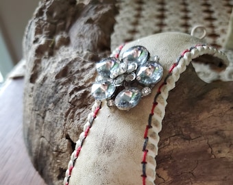 Rhinestone Brooch Cuff Bracelet