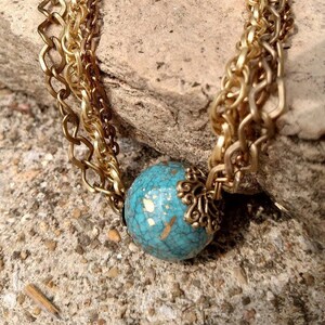 Turquoise and Gold Ball Necklace