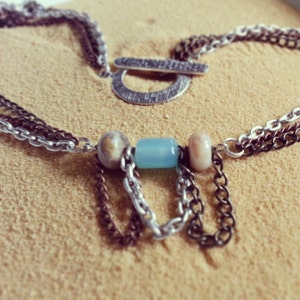 Necklace -Sea Glass and Natural Agate Rondelles