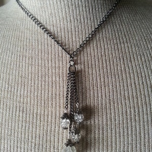 Cracked Glass Bead with Gunmetal Chains Necklace