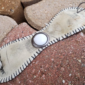 Vintage Silver and White Circular Dome Pin Cuff Bracelet