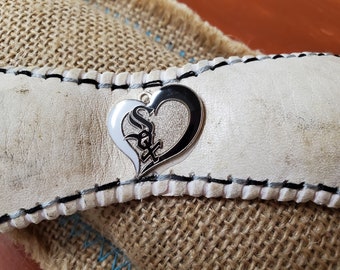 White Sox Heart Cuff Baseball Bracelet