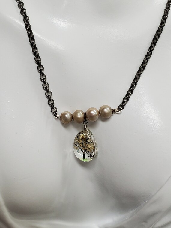 アクセサリー BECOME TREE Glass-Pearl Necklace Glass Tree Pendant With Pearls Necklace - Etsy