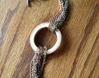 Bamboo and Chain Multi Metal Bracelet