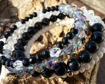 Memory Wire Black & Crystal Bracelet