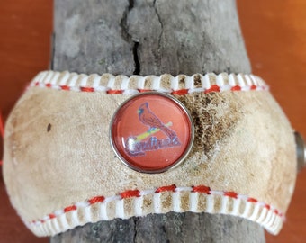 St. Louis Cardinals Redbird on Red Background Baseball Bracelet