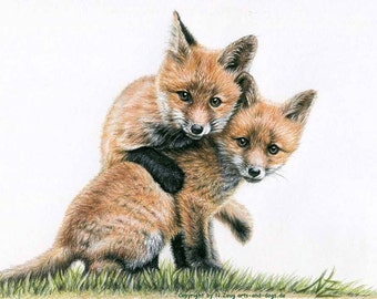 Fox Puppies - Fine Art Print 30x40cm