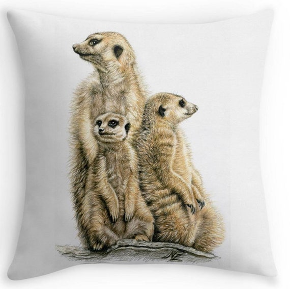 Meerkat Pillow Con Affascinanti Suricati Da Disegno Animale Etsy