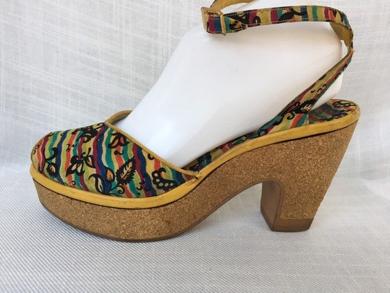 1940's RARE Paisley Cork Wedges 8M