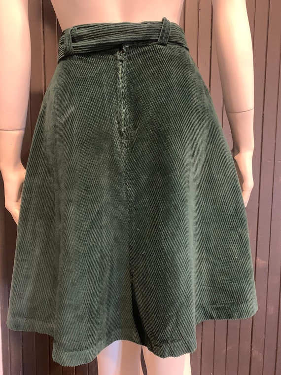 Vintage Green Corduroy A-Line Skirt - image 3