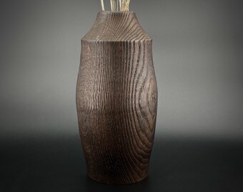 Handcrafted Scorched Oak Twig Vase - Large Statement Wood Decor