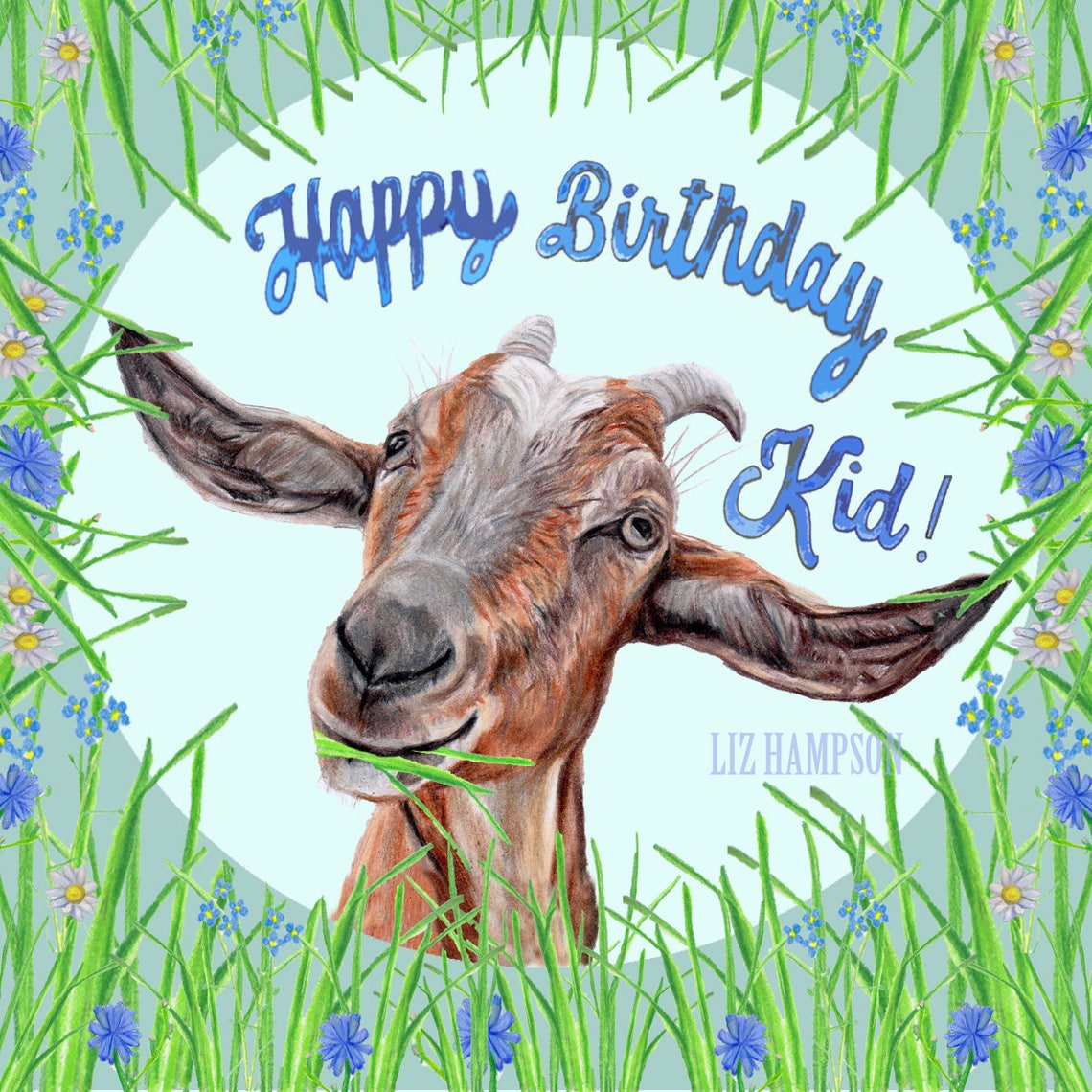 Goat Happy birthday card | Etsy