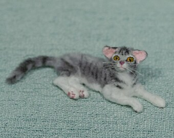 Ready to ship dollhouse oriental tabby -  1:12 scale