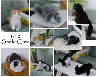 1:12 scale Custom miniature long or short haired cats