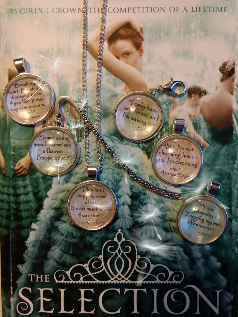 The Selection Series Quotes pendant necklaces and bookmarks image 0