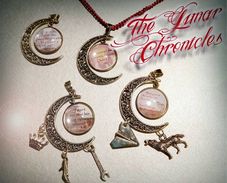 The Lunar Chronicles Quote Moon Pendant with/without charms image 0