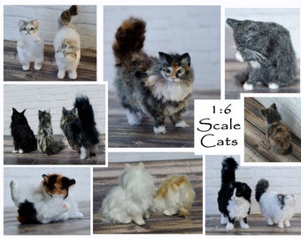 1:6 scale Custom miniature long or short haired cats