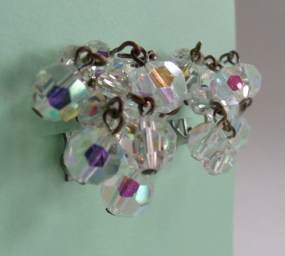 Vintage Ab Earrings Crystal Waterfall Cascading C… - image 3