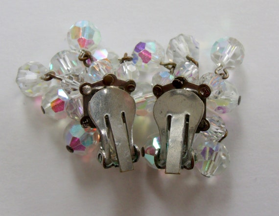 Vintage Ab Earrings Crystal Waterfall Cascading C… - image 4