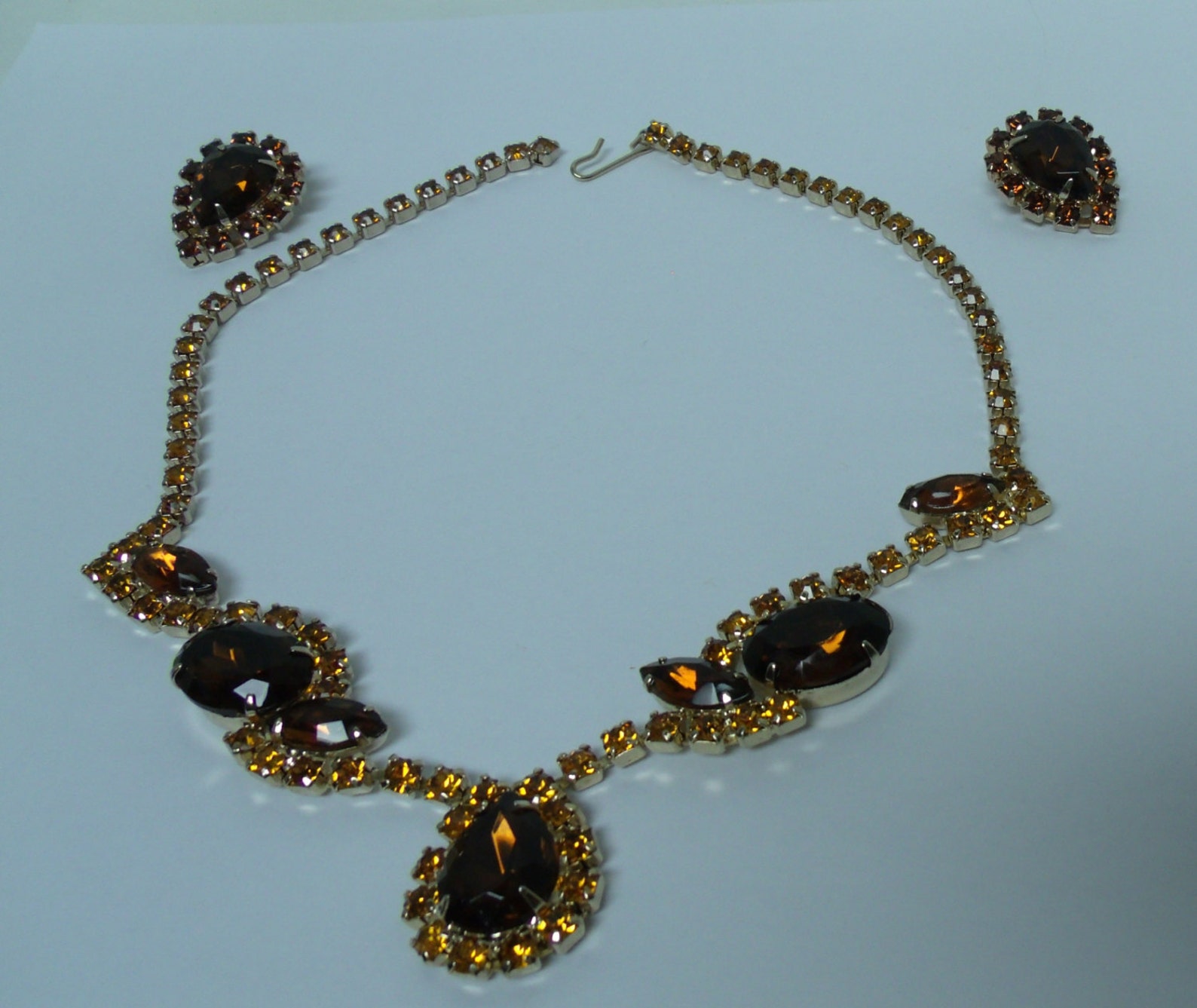 Vintage Garne' Rhinestone Necklace and Earring Set - Etsy
