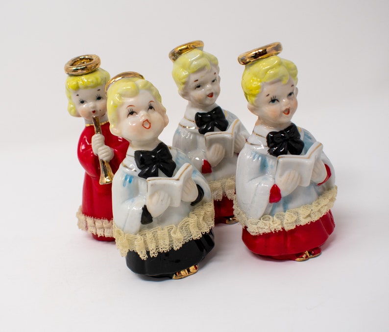 Vintage Porcelain Christmas Choir Figurines the Heavenly Etsy